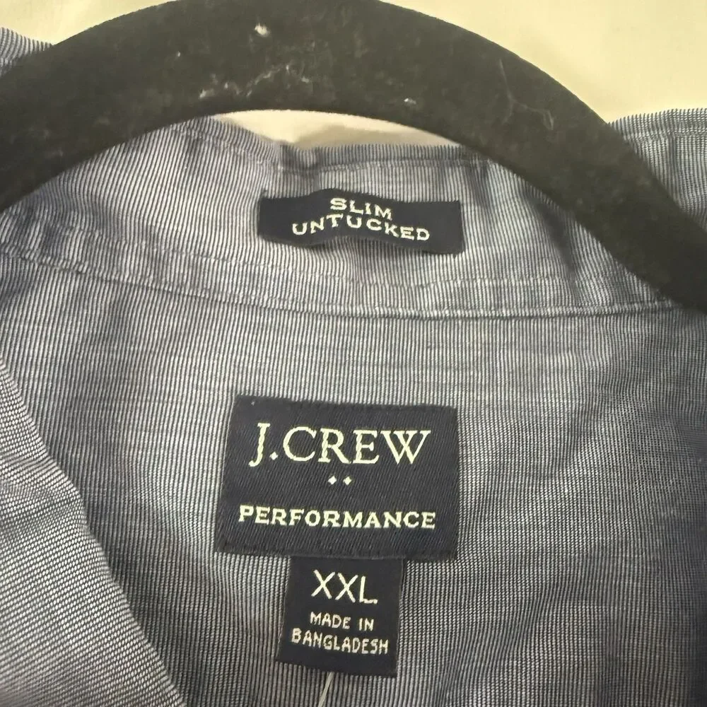 New J. Crew Performance Dress Shirt Mens XXL Blue Long Sleeve Button Up Untucked